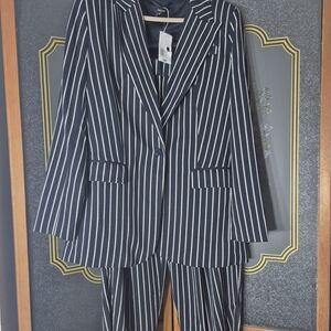 Forever 21 Single-Breasted Black & White Pinstripe Suit - New With Tags
